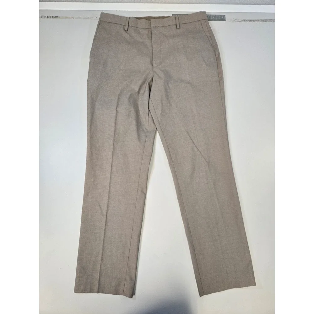 Banana Republic Slim Fit Dress Pants Mens 34x32 Tan Micro Pattern Cotton Stretch